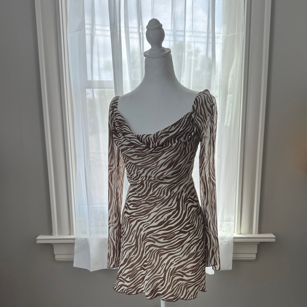 Elegant Brown Zebra Print Dress
